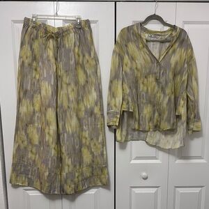 Zara Yellow and Gray Blouse and Pants Set💋